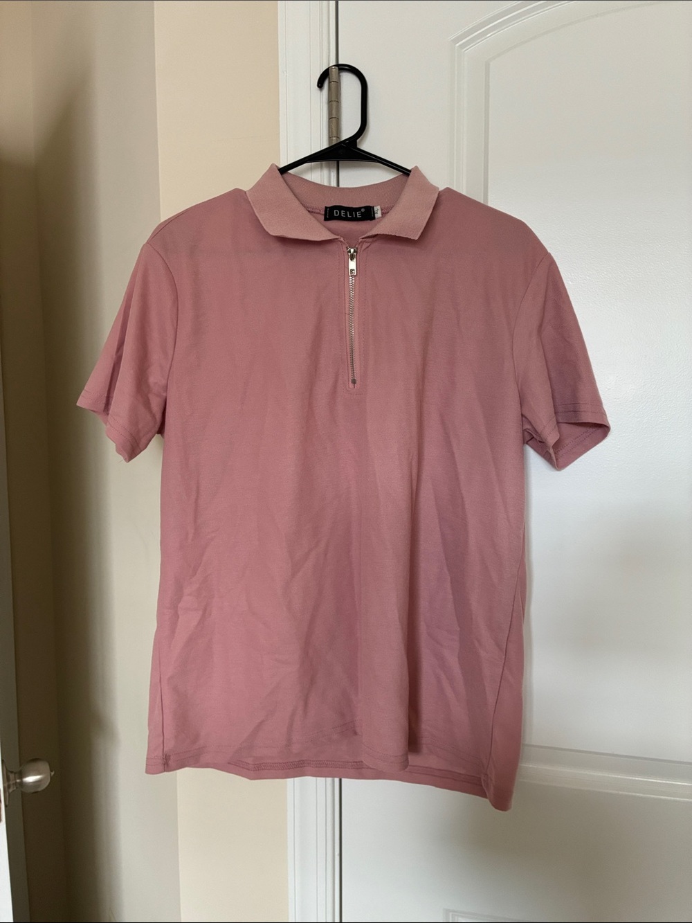 Men's Pink Zip Polo Shirt